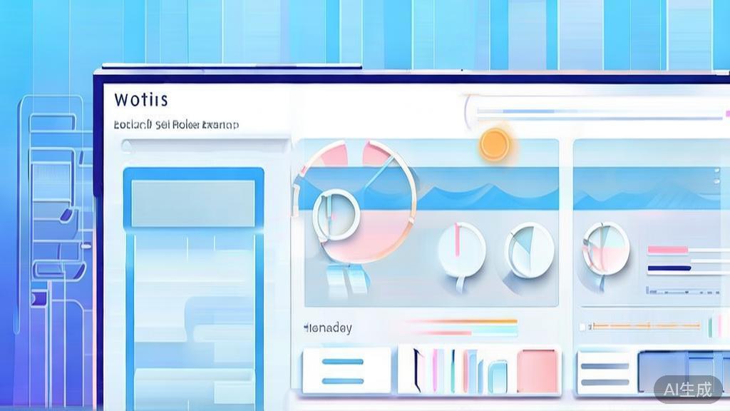 Flat vector illustration of portfolio selection process, dashboard style, soft blue gradient