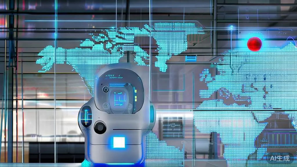 "High-quality business illustration of future foreign trade promotion tools, showing integration and AI"