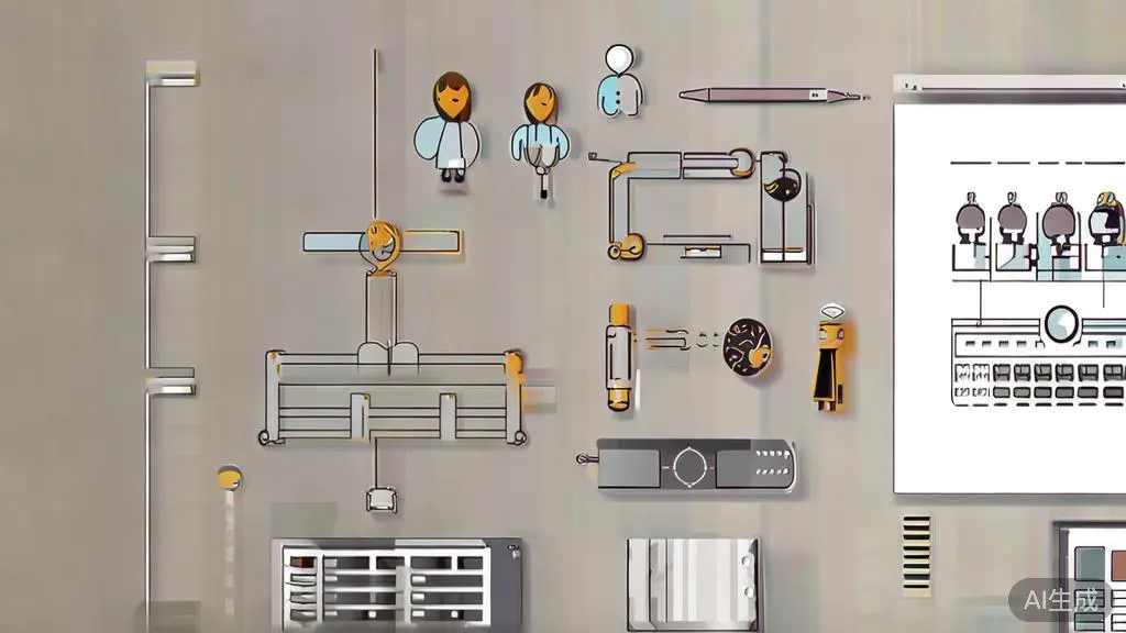 "High-quality business illustration regarding AI in character design, minimal flat design with characters and design tools"