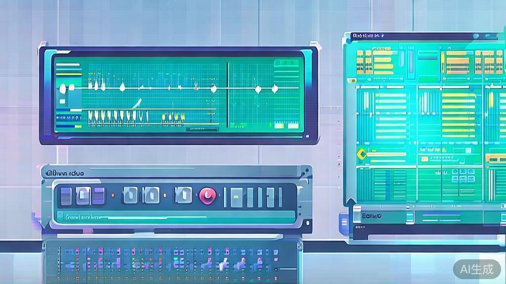 Flat vector illustration of traditional video editing process, dashboard style, soft blue gradient