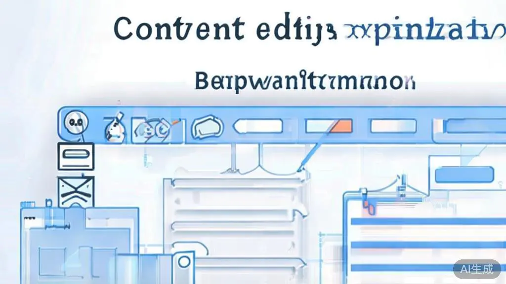 High-quality business illustration regarding content editing and optimization, minimal flat design