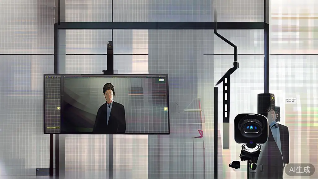 "High-quality business illustration of a person adjusting lights while filming a video, minimalist design."