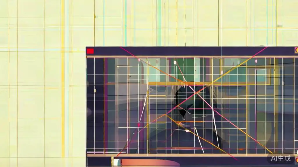 "Flat vector illustration of a video frame with the golden ratio grid overlay, showcasing effective composition techniques."