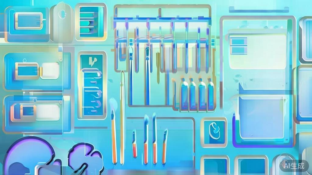 Flat vector illustration of traditional art creation, dashboard style, soft blue gradient