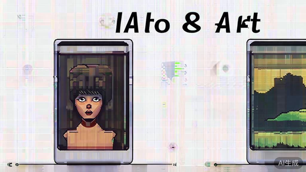 High-quality business illustration regarding comparison between AI-generated images and traditional art, minimal flat design