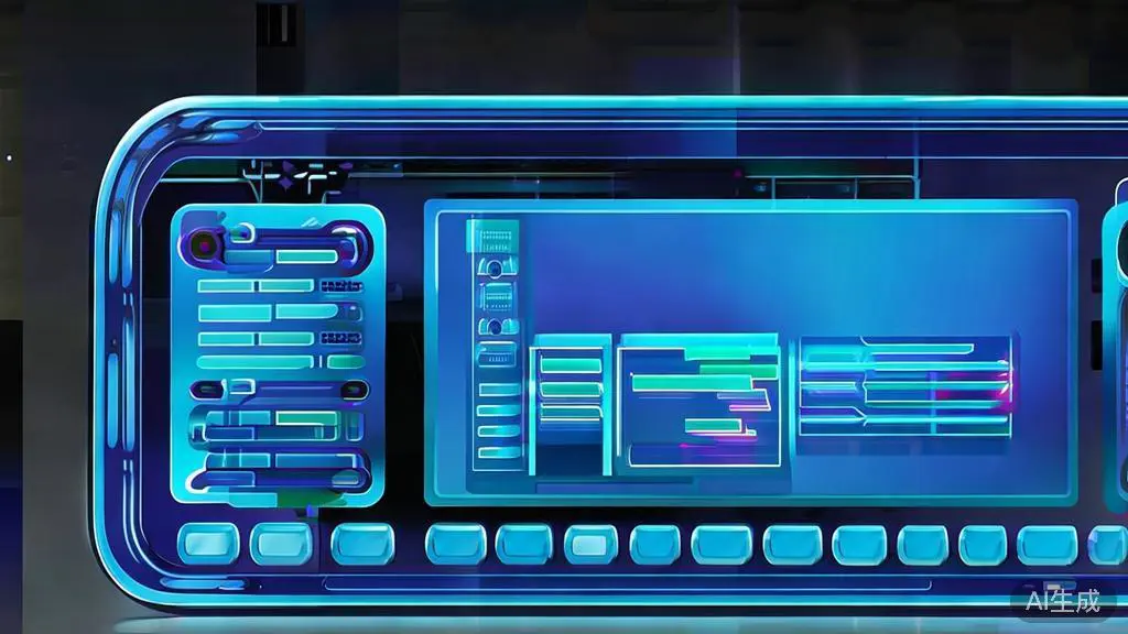 Flat vector illustration of future AI绘画透视套装, dashboard style, soft blue gradient