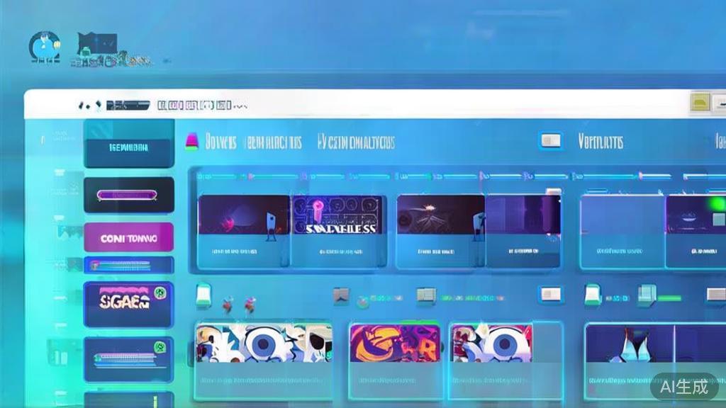 Flat vector illustration of personalized video recommendations, dashboard style, soft blue gradient