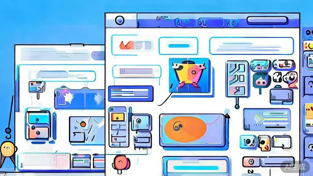 Flat vector illustration of collaboration in animation using AI tools, dashboard style, soft blue gradient