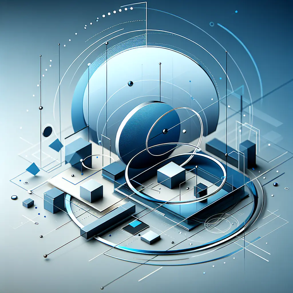 "Minimalist business concept with geometric shapes, professional blue gradient, clean minimal design, modern corporate illustration, high resolution, 4k"