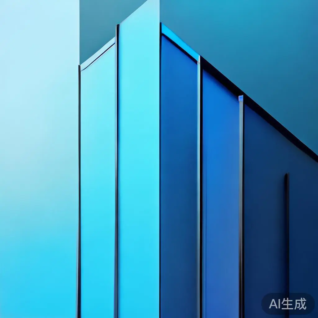 "Minimalist business concept with geometric shapes, professional blue gradient, clean minimal design, modern corporate illustration, high resolution, 4k"