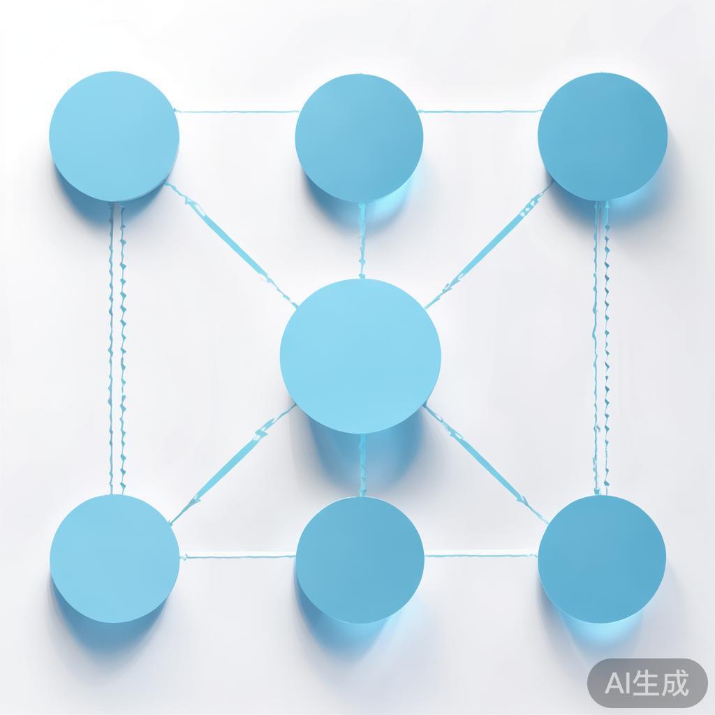 Simple flowchart illustration with connected circles and arrows, light blue and white color scheme, clean minimal design, business presentation style, infographic element