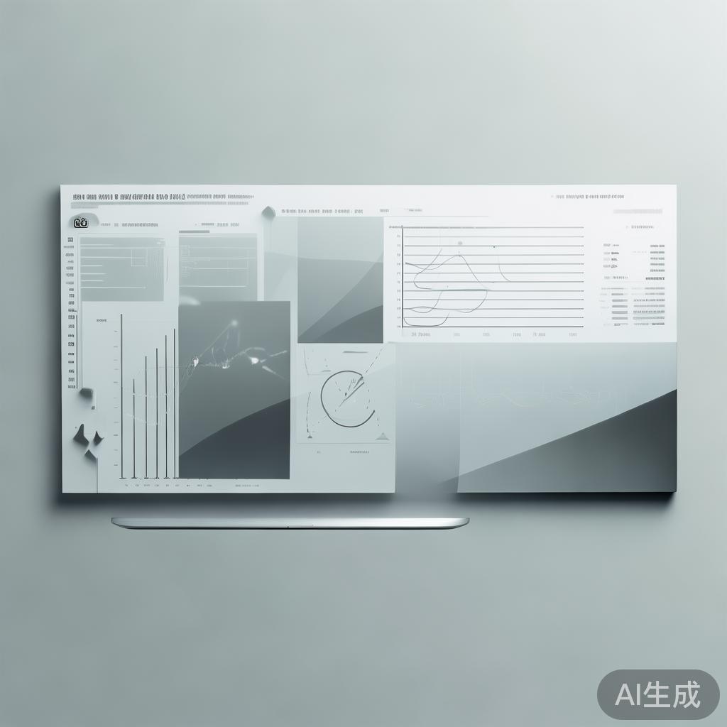 Minimalist business dashboard with abstract data visualization, soft gradient background, professional color scheme, clean geometric shapes, flat design style, high quality