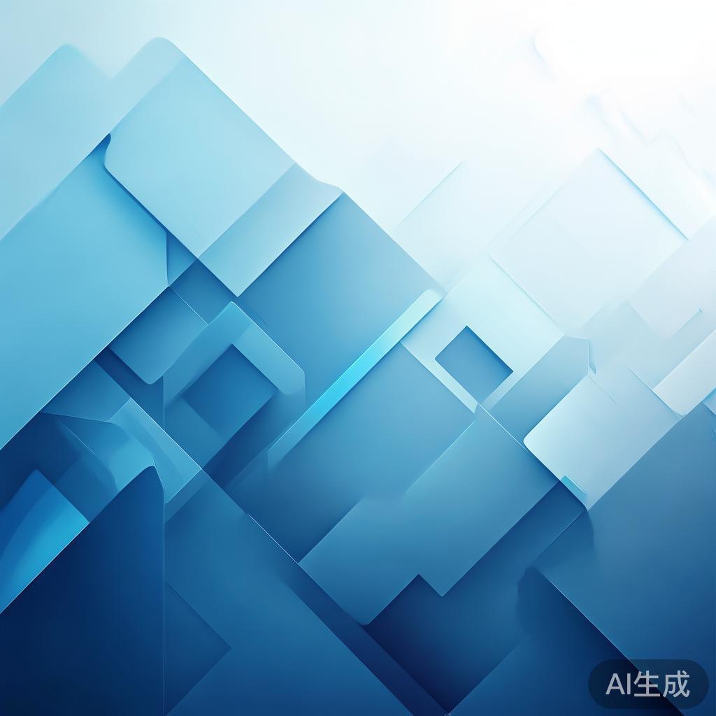 Abstract business concept with geometric shapes, professional blue gradient, clean minimal design, modern corporate illustration, high resolution, 4k