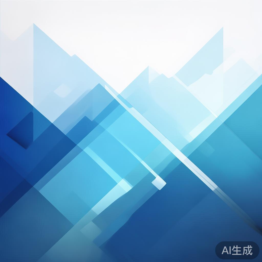 Abstract business concept with geometric shapes, professional blue gradient, clean minimal design, modern corporate illustration, high resolution, 4k