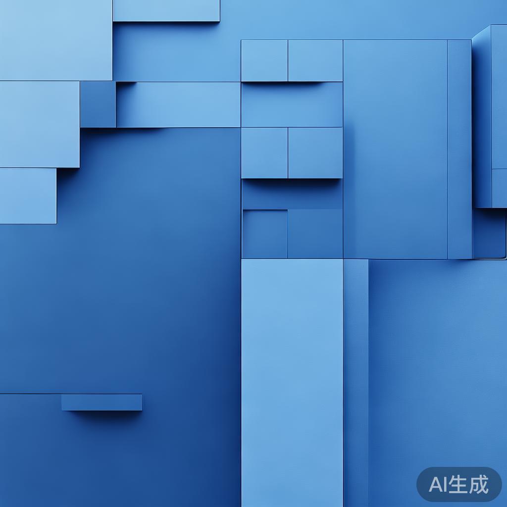 Minimalist business concept with geometric shapes, professional blue gradient, clean minimal design, modern corporate illustration, high resolution, 4k