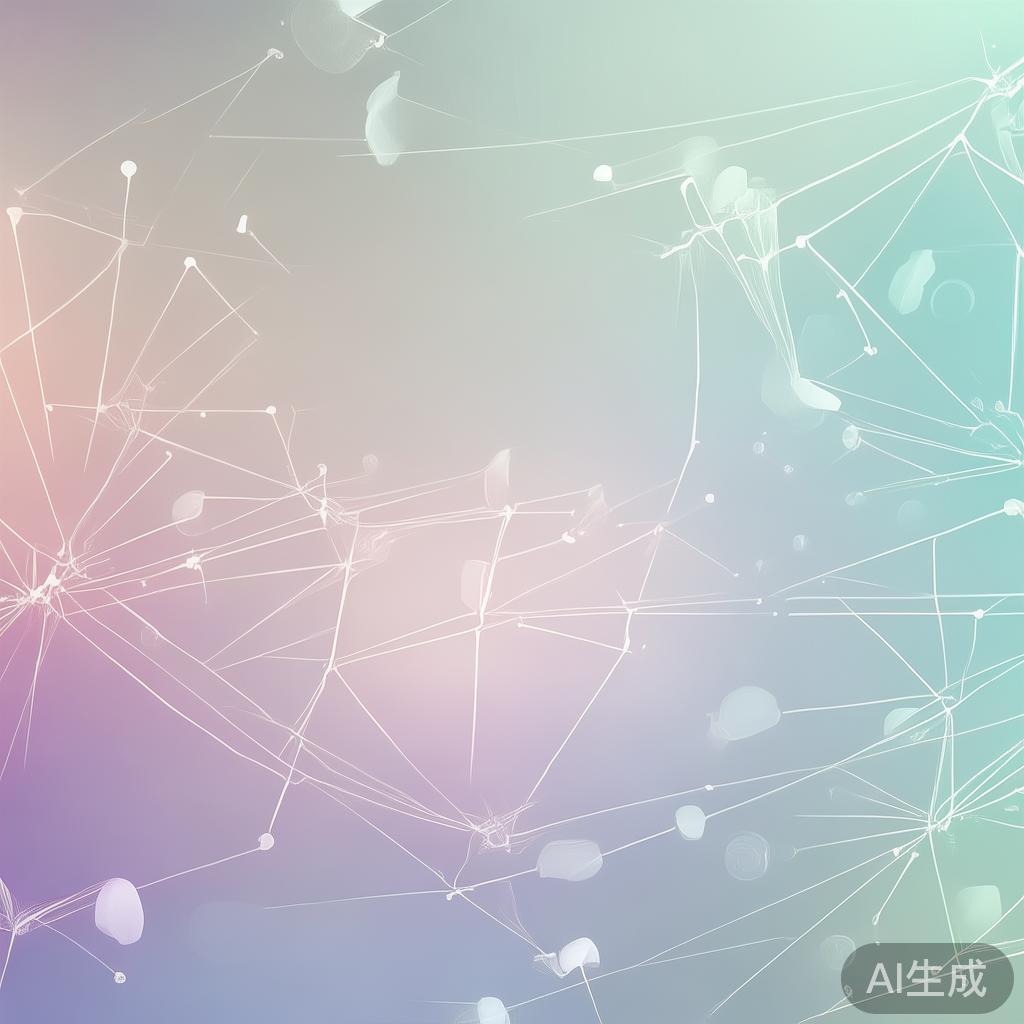 Abstract network nodes connected by lines, soft color scheme, clean minimal illustration, modern digital concept, technology background