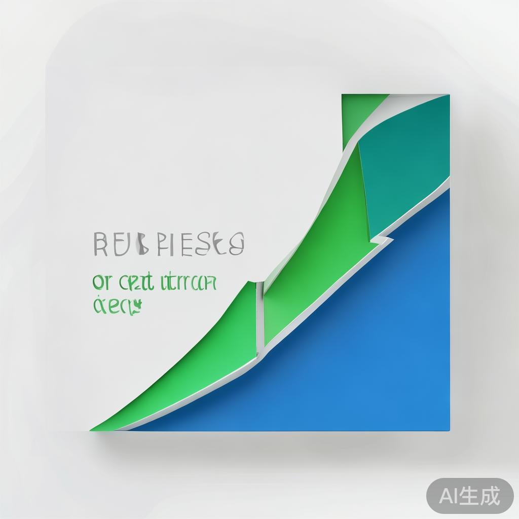 Upward trending graph with simple geometric elements, green and blue color palette, clean business infographic style, minimal design, growth concept