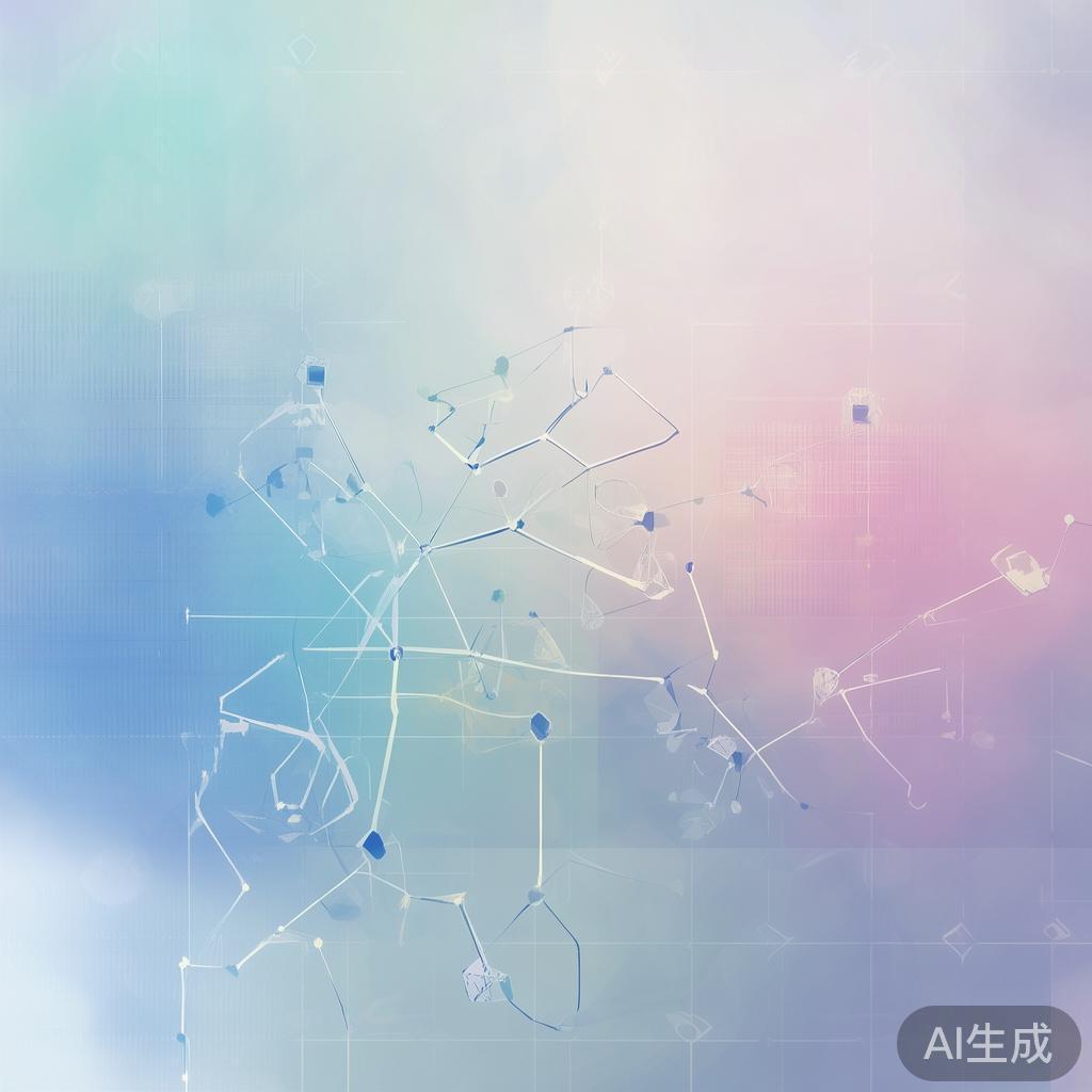 "Abstract network nodes connected by lines, soft color scheme, clean minimal illustration, modern digital concept, technology background"