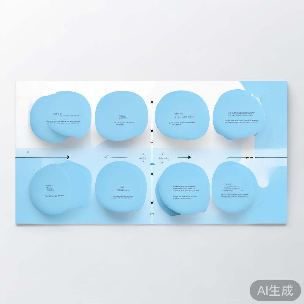 "Simple flowchart illustration with connected circles and arrows, light blue and white color scheme, clean minimal design, business presentation style, infographic element"