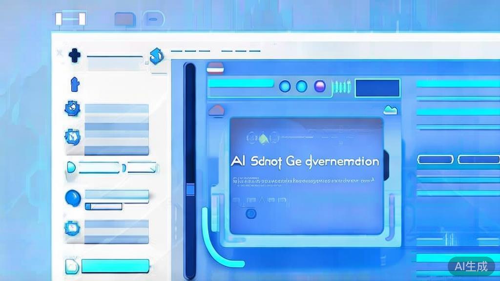 Flat vector illustration of AI script generation, dashboard style, soft blue gradient