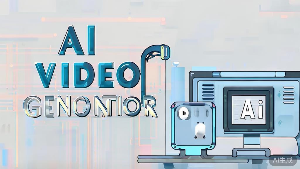 High-quality business illustration regarding AI video generation, minimal flat design