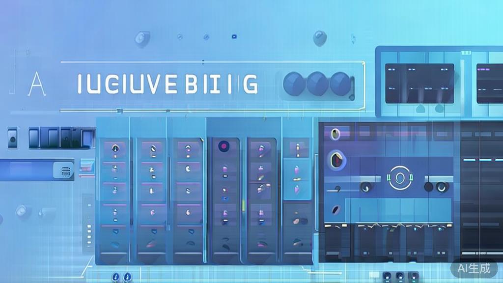 "Flat vector illustration of AI video editing process, dashboard style, soft blue gradient"