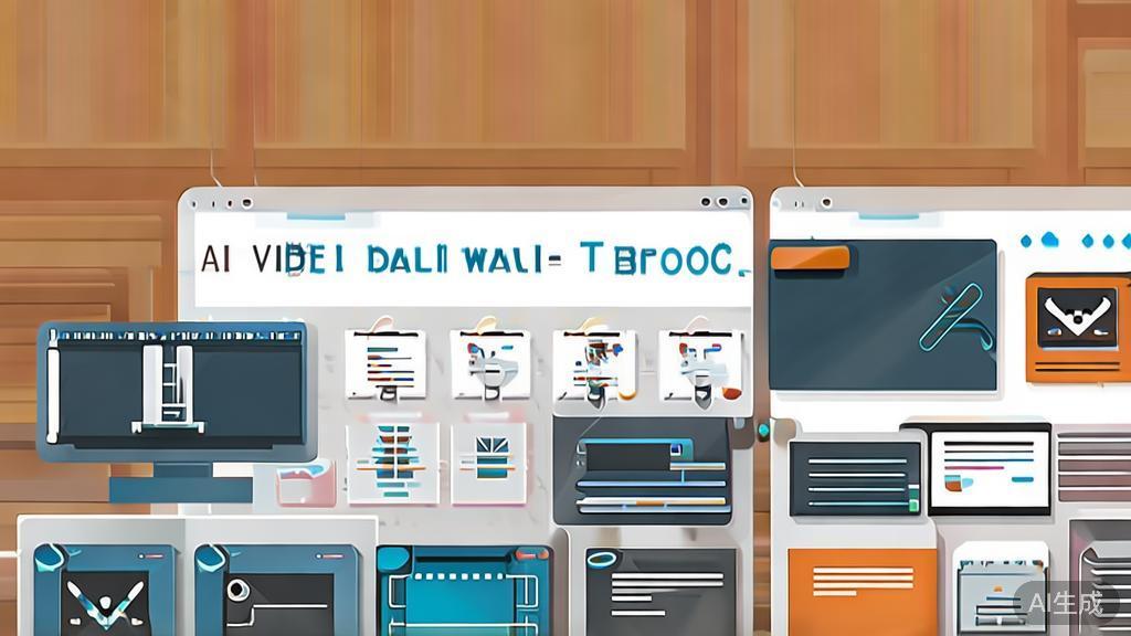 "High-quality business illustration showcasing various AI video tools, minimal flat design"