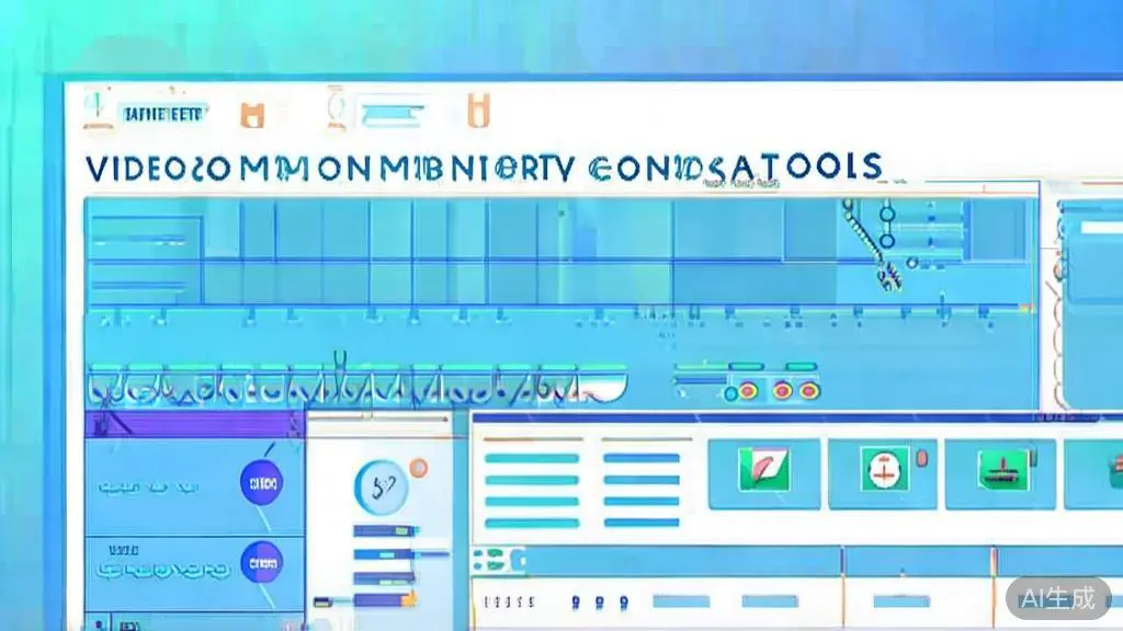 Flat vector illustration of video commentary generation tool comparison, dashboard style, soft blue gradient