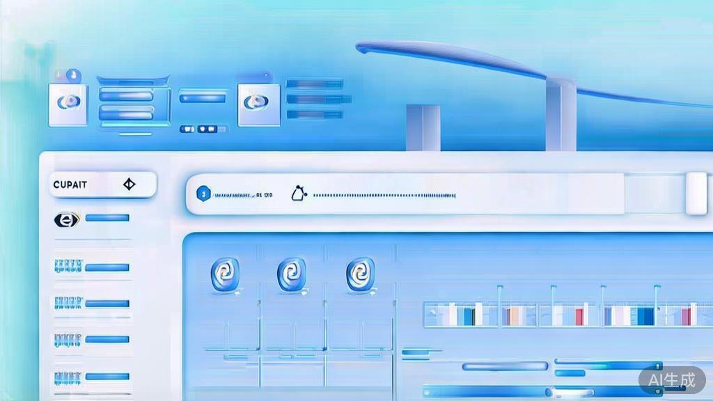 Flat vector illustration of popular AI video generation software, dashboard style, soft blue gradient