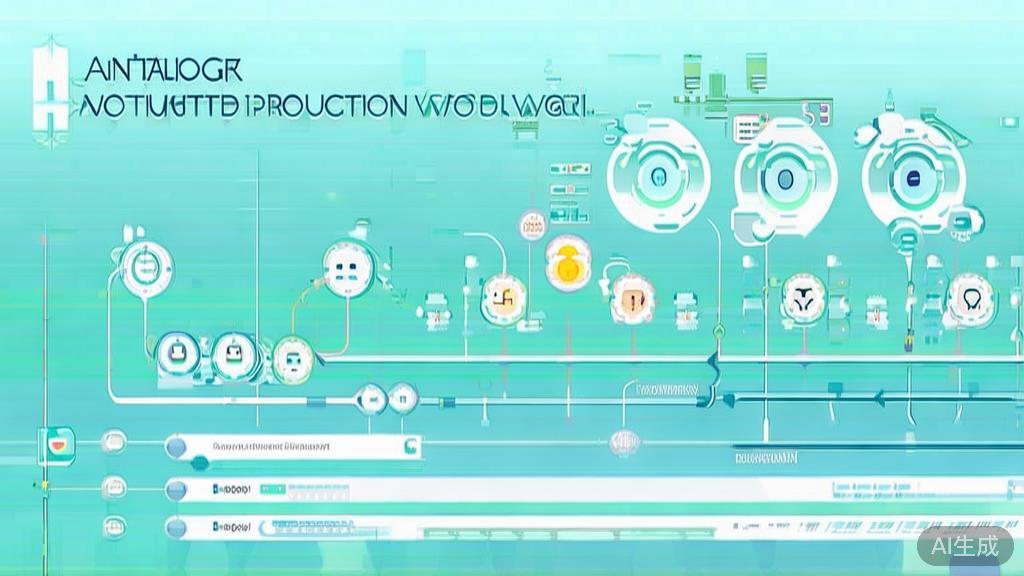 Flat vector illustration of animation production workflow, dashboard style, soft blue gradient