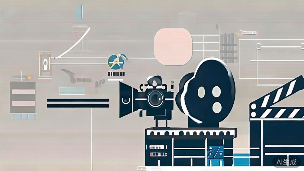High-quality business illustration regarding traditional video production, minimal flat design