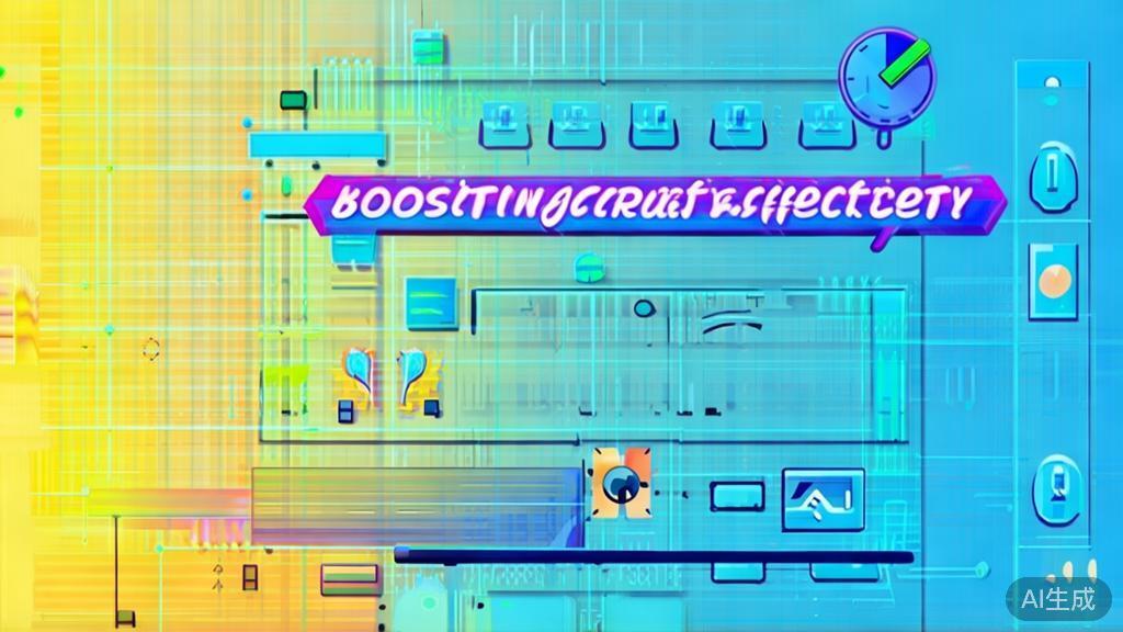 Flat vector illustration of 助力创作效率, dashboard style, soft blue gradient