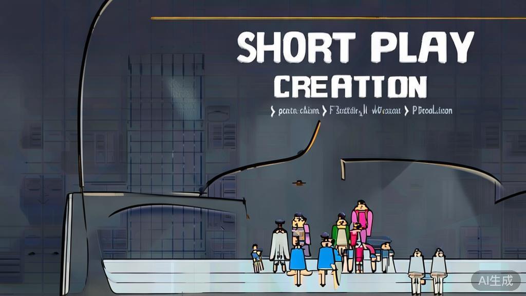 "High-quality business illustration regarding short play creation, minimal flat design"