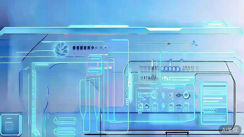 Flat vector illustration of future trends in AI short drama, dashboard style, soft blue gradient