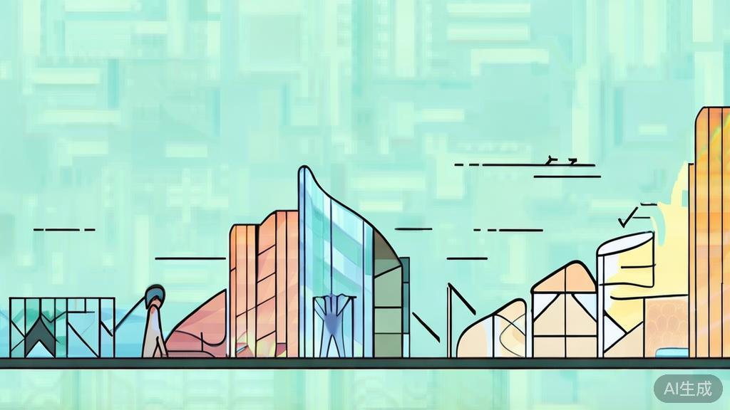 Flat vector illustration of story progression in anime, minimalist style, soft color palette