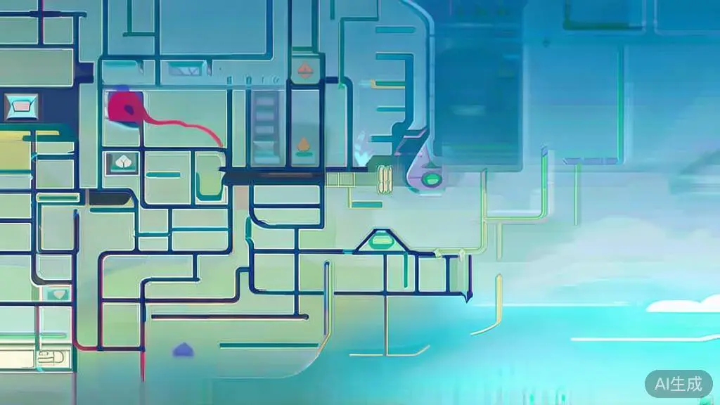 Flat vector illustration of OpenStreetMap, dashboard style, soft blue gradient