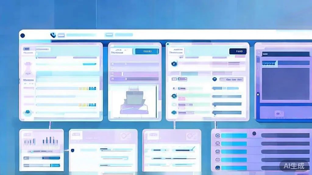 Flat vector illustration of storyboarding in AI short play, dashboard style, soft blue gradient