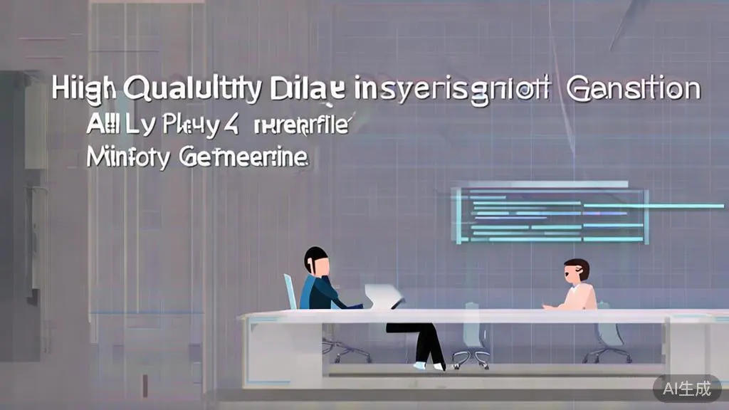 High-quality business illustration regarding dialogue generation in AI short play, minimal flat design