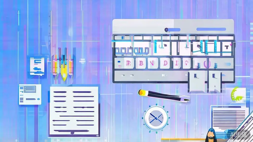 Flat vector illustration of script writing process, dashboard style, soft blue gradient