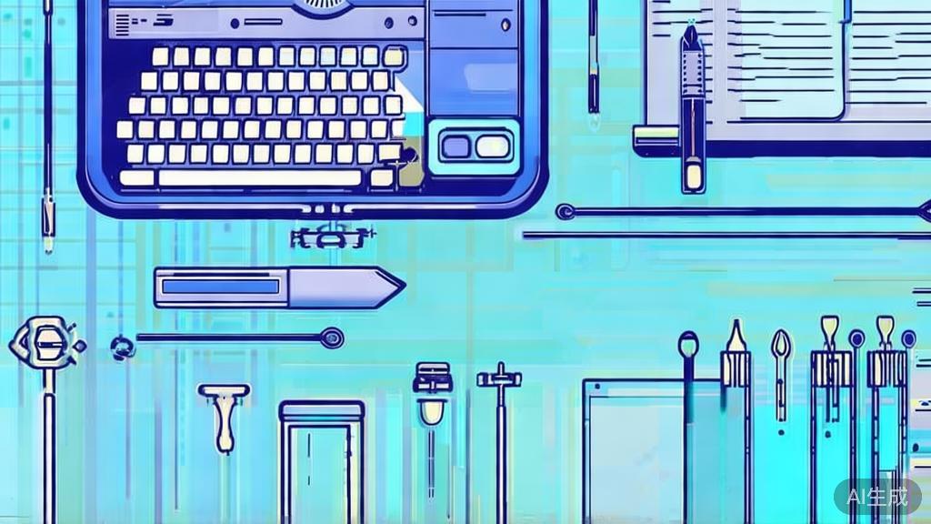 Flat vector illustration of various scriptwriting tools, dashboard style, soft blue gradient