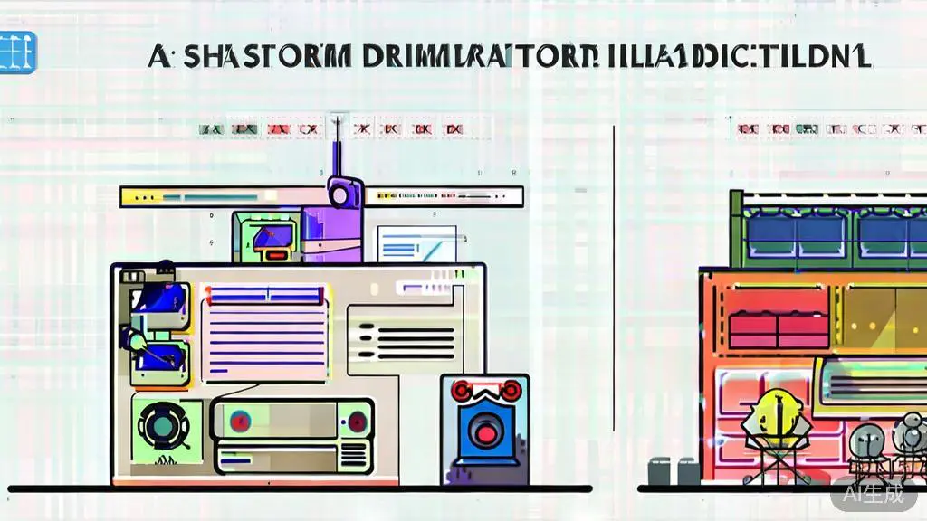 High-quality business illustration representing comparison between AI short drama production and traditional filmmaking, minimal flat design
