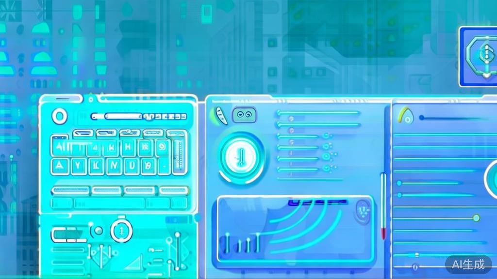 Flat vector illustration of AI writing tools, dashboard style, soft blue gradient