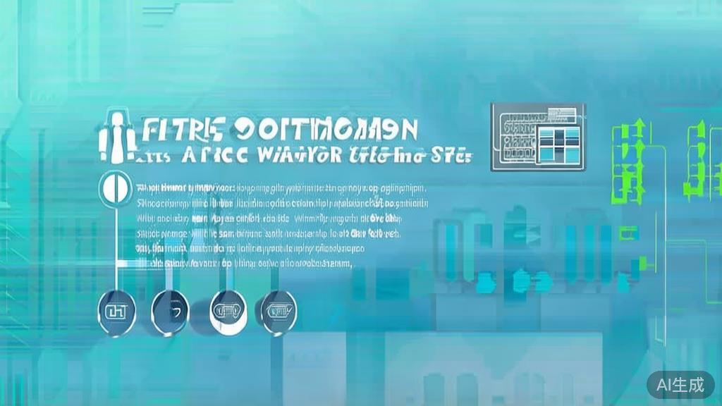 "Flat vector illustration of article optimization steps, dashboard style, soft blue gradient"