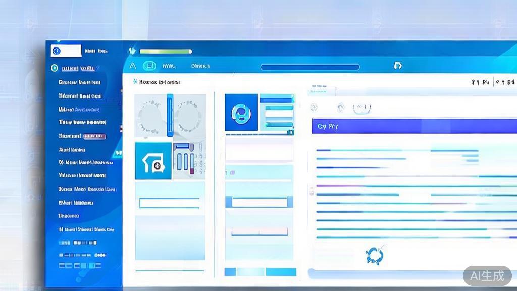 Flat vector illustration of AI writing tool interface, dashboard style, soft blue gradient