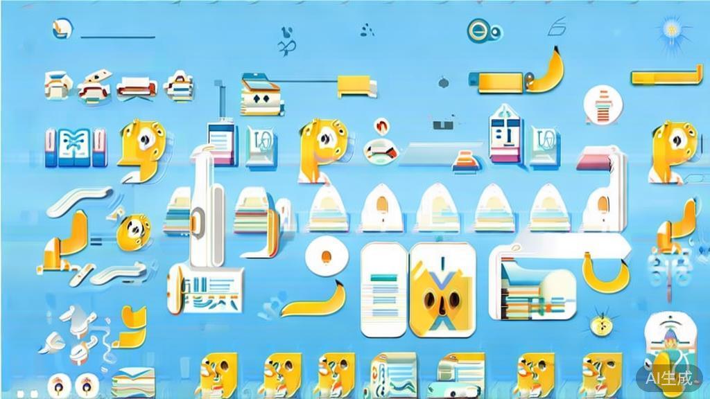 Flat vector illustration of learning resources in nanobanana, dashboard style, soft blue gradient