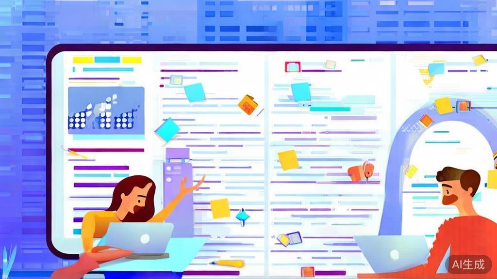 "Flat vector illustration of a team collaborating on a screenplay, dashboard style, soft blue gradient"