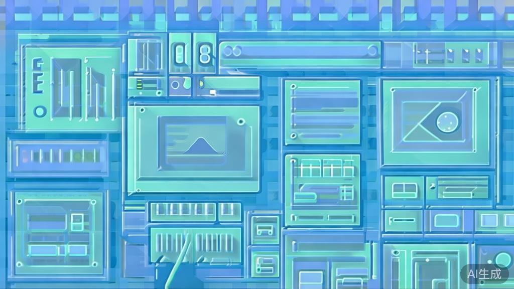 Flat vector illustration of short film scene arrangement, dashboard style, soft blue gradient