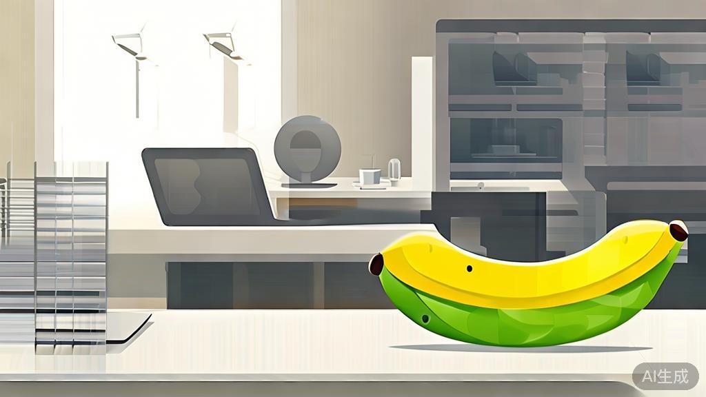 High-quality business illustration regarding nanobanana in workplace, minimal flat design