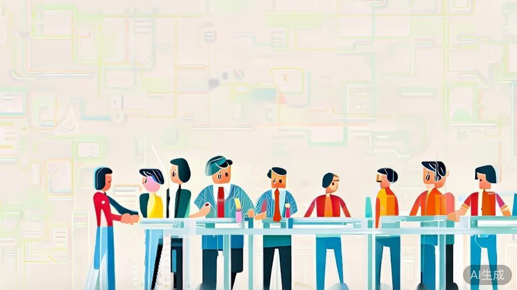 High-quality business illustration regarding community interaction, minimal flat design