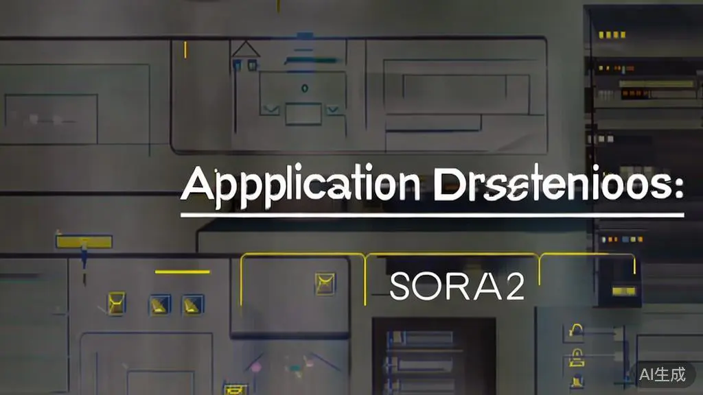 "High-quality business illustration regarding the application scenarios of SORA2, minimal flat design"